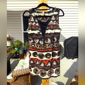 Art Deco size medium mini dress tunic 24seven geometric sleeveless boho Aztec M